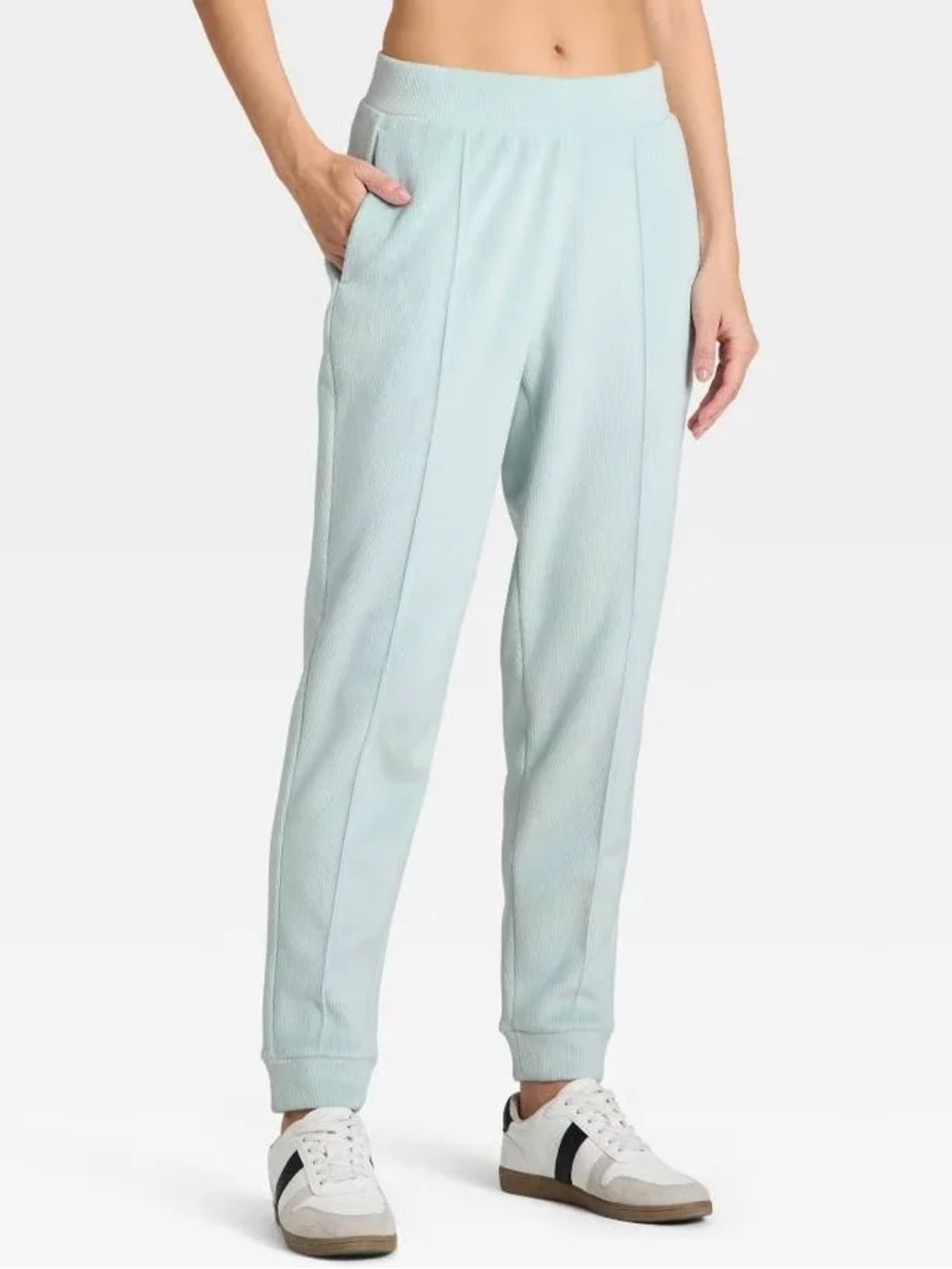 NWT All in Motion High-Rise Velour Ribbed Jogger Sweatpants Light Blue Women’s